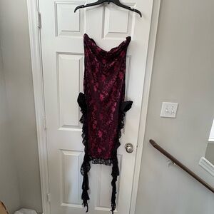 Fashion Nova Black and Pink Lace Dress
